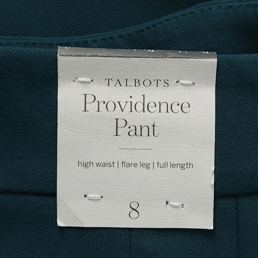 Talbots Providence Pant High Waist Flare Leg Teal Peacock 8 Stretch Crepe New - Picture 10 of 12
